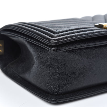 Chanel Caviar Chevron Quilted Medium Boy Flap Black 8 of 10