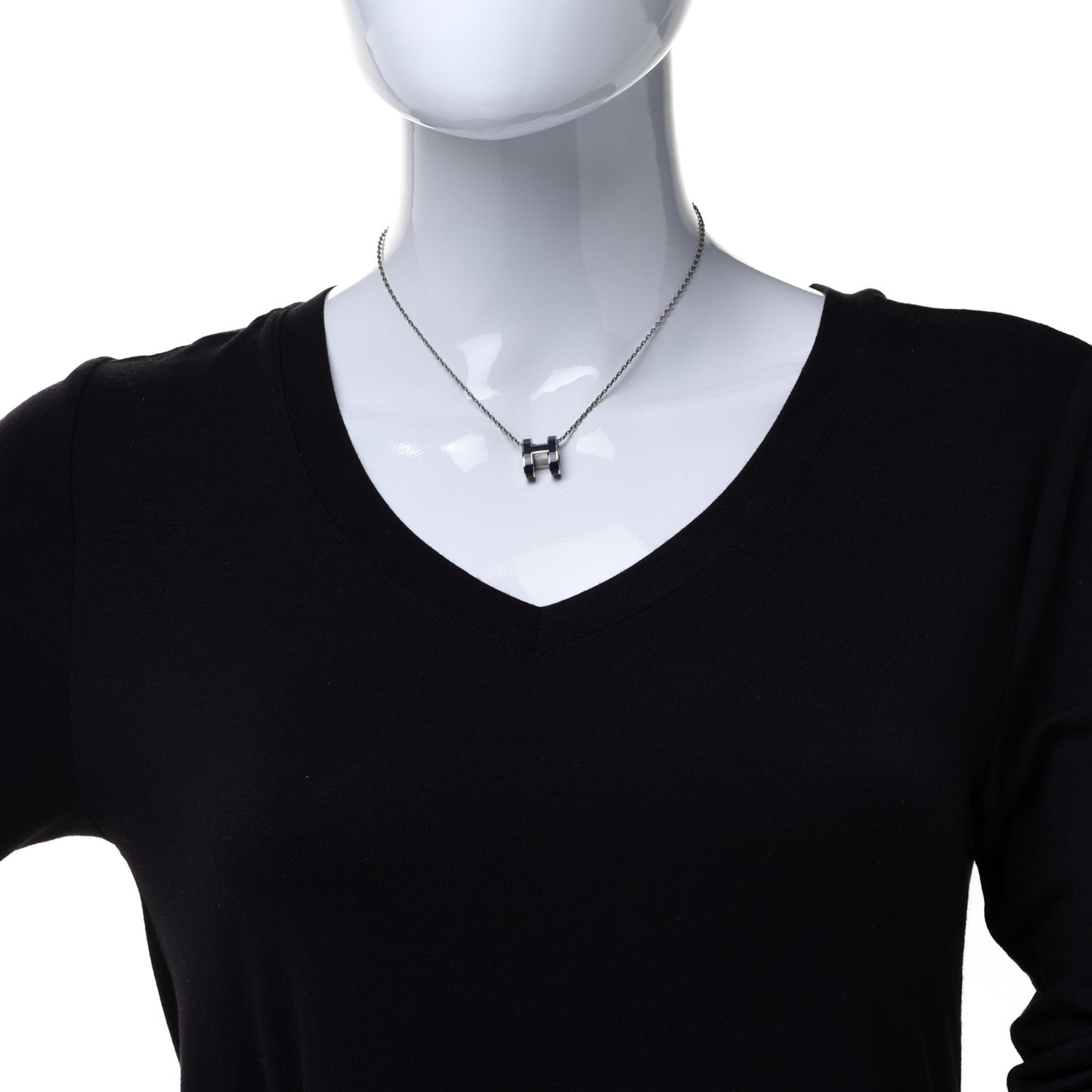 Lacquered Palladium Pop H Pendant Necklace Bleu Abysse