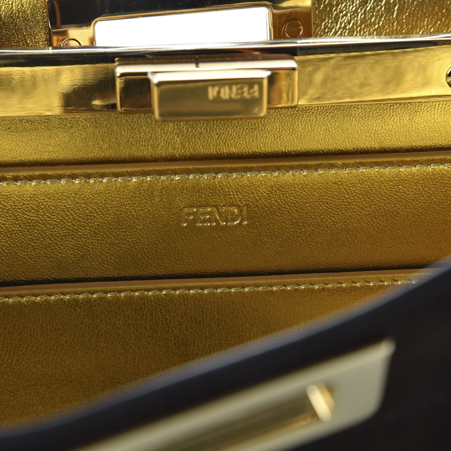 Fendi Suede Medium Peekaboo I See U Satchel Moresco Oro Chiaro 8 of 10
