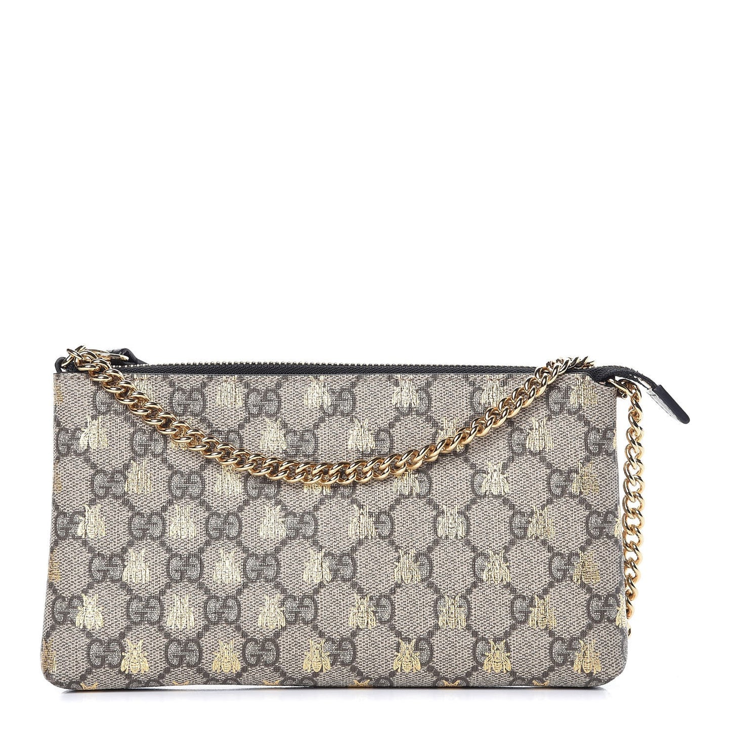 GG Supreme Monogram Bees Wrist Wallet Beige Black