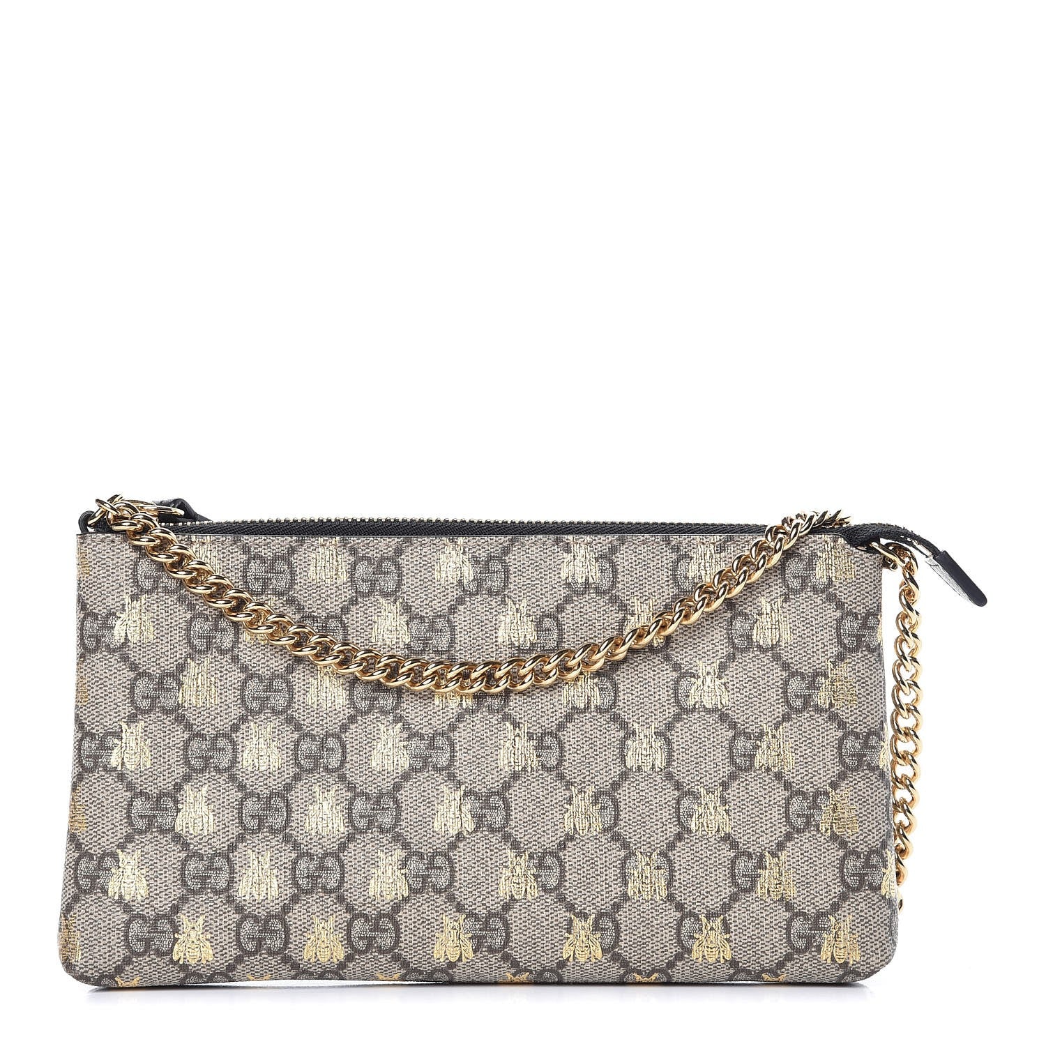 Gucci GG Supreme Monogram Bees Wrist Wallet Beige Black 1 of 8
