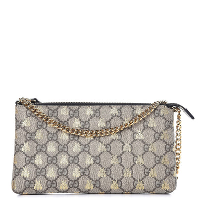 Gucci GG Supreme Monogram Bees Wrist Wallet Beige Black 1 of 8