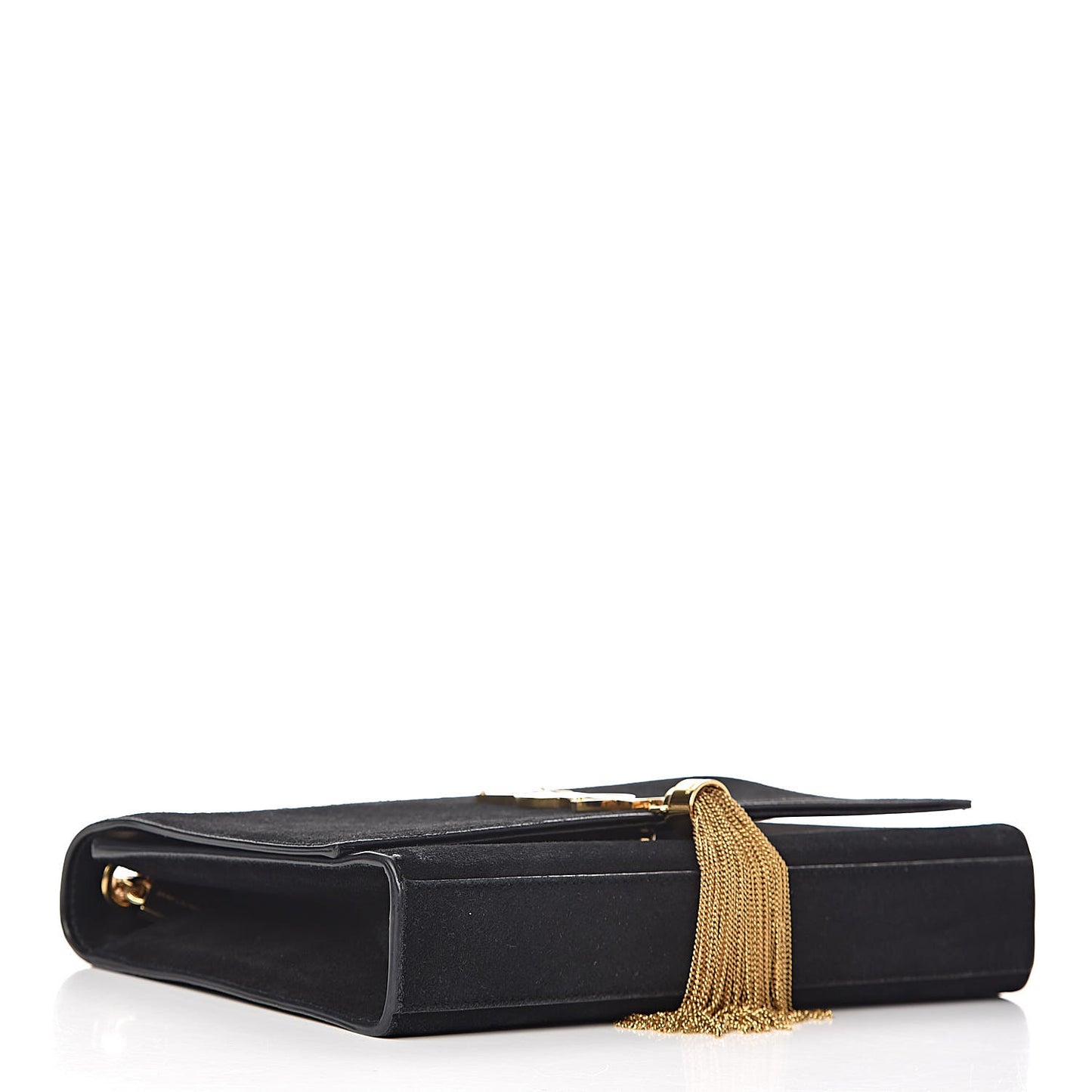 Suede Medium Monogram Kate Tassel Shoulder Bag Black