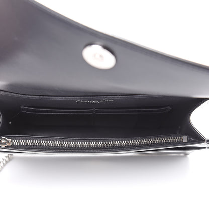 Christian Dior Metallic Patent Micro-Cannage Diorama Wallet on Chain Pouch Silver 5 of 8