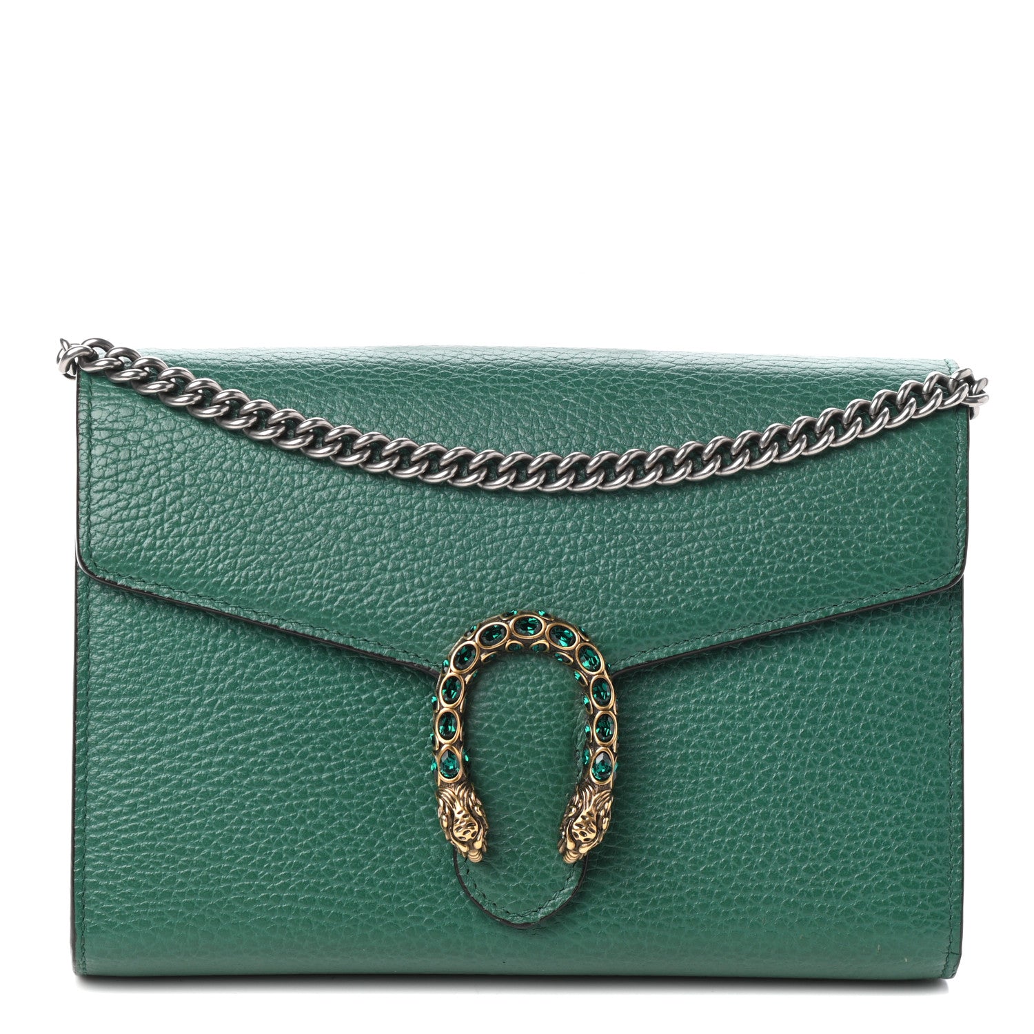 Gucci Calfskin Mini Dionysus Chain Wallet Emerald 1 of 9