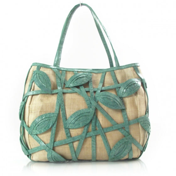 Nancy Gonzalez Canvas Crocodile Leaf Tote Green 1 of 9