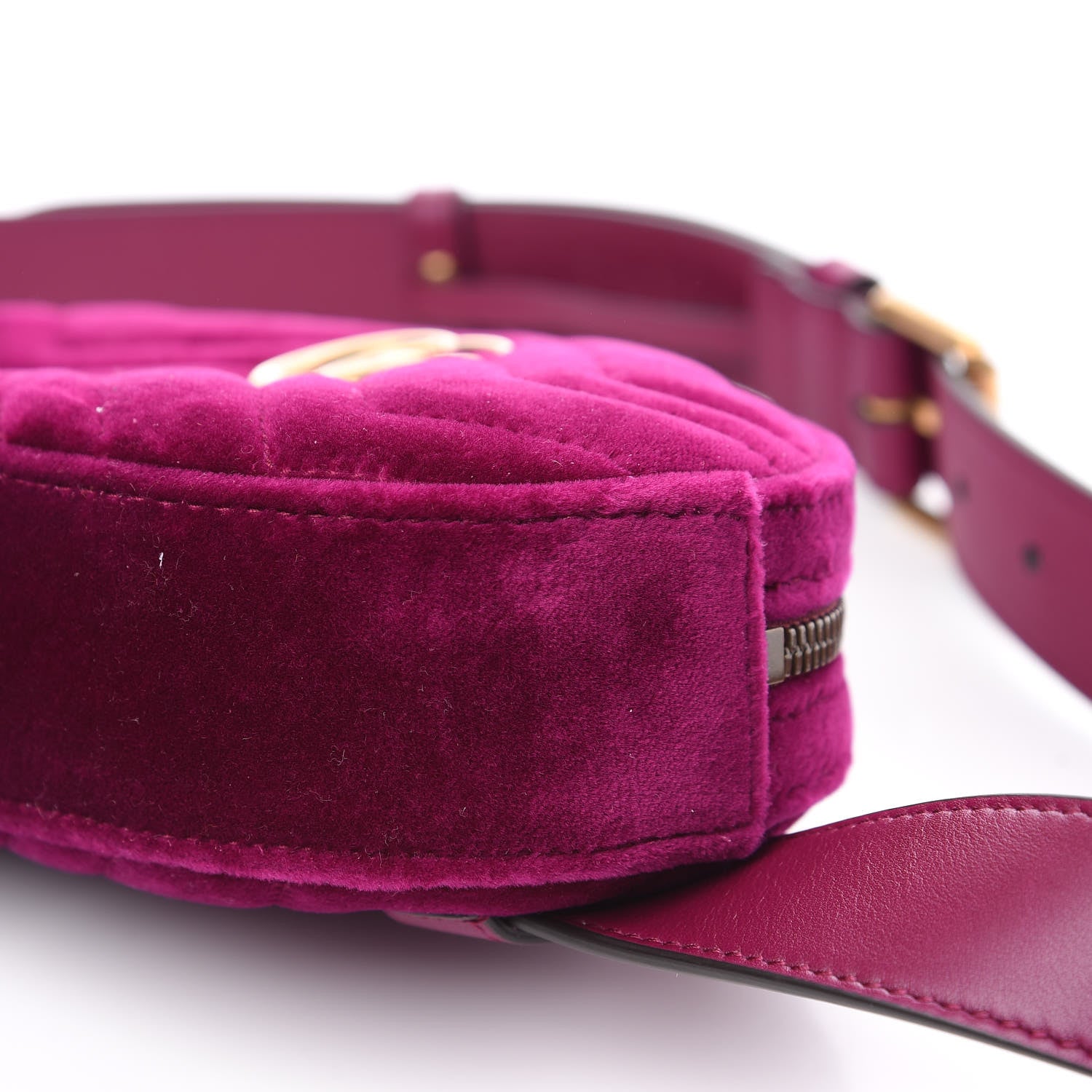 Gucci Velvet Matelasse GG Marmont Belt Bag 85 34 Fuchsia Violet Cyclamen 9 of 9