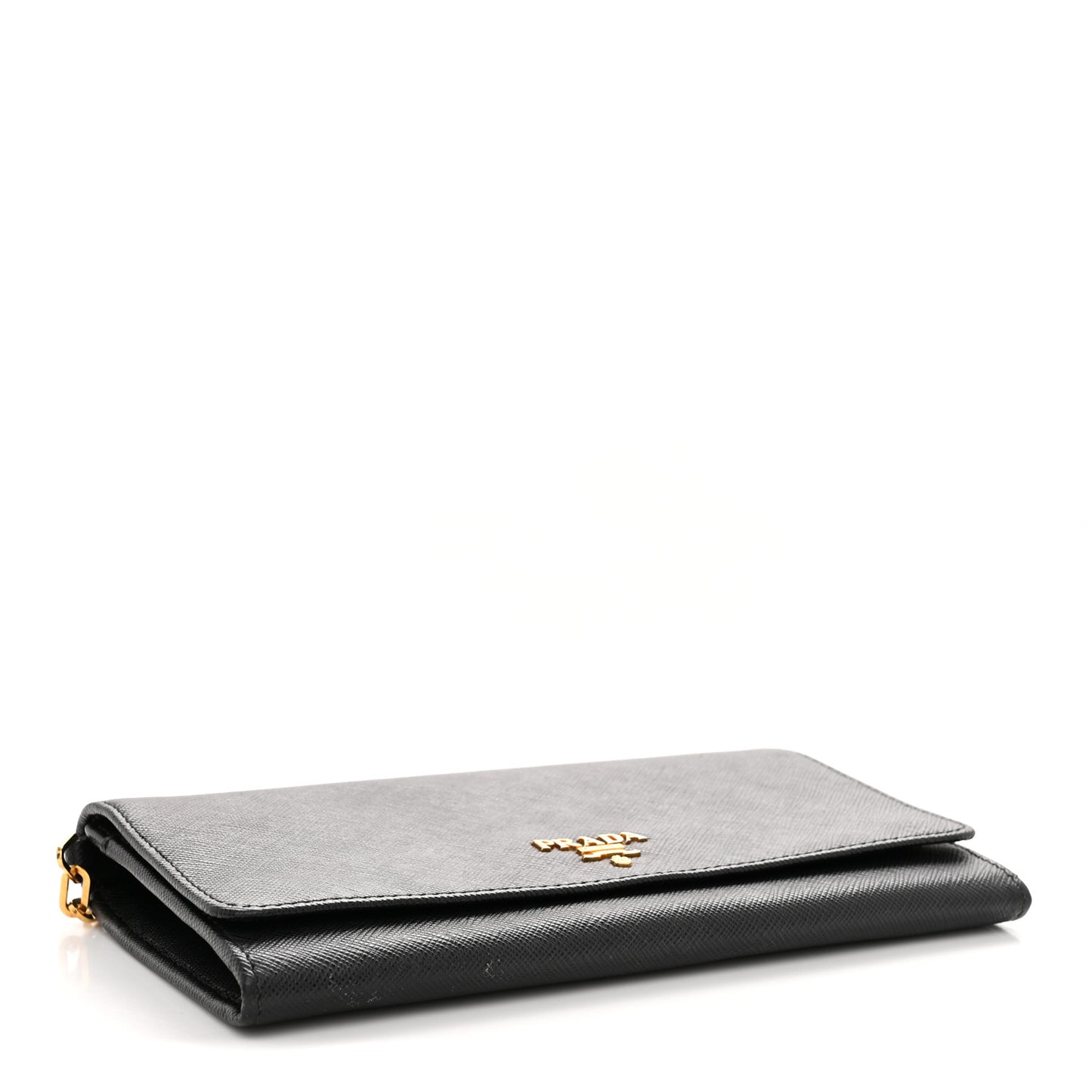 Saffiano Metal Oro Chain Wallet Black