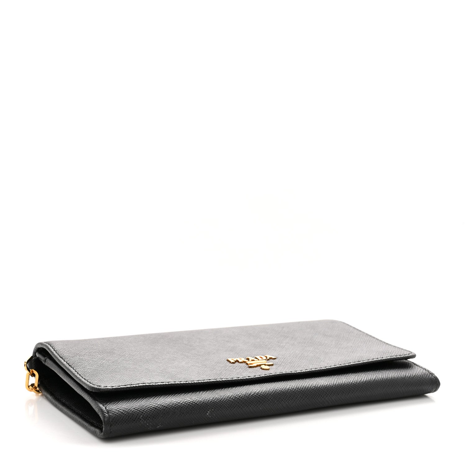 Prada Saffiano Metal Oro Chain Wallet Black 4 of 11