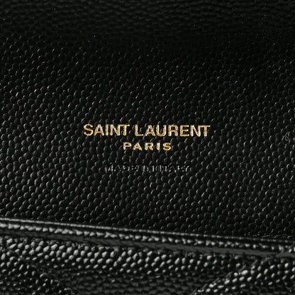 Saint Laurent Grain De Poudre Matelasse Chevron Monogram Envelope Clutch Black 6 of 9