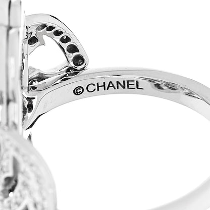 Chanel 18K White Gold Diamond Camelia Two Flower Ring 51 5.75 5 of 7