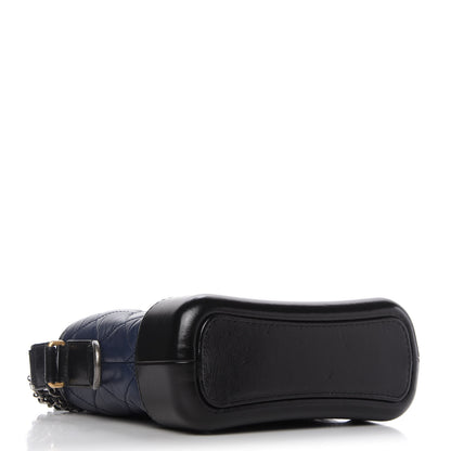 Chanel Aged Calfskin Quilted Small Gabrielle Hobo Navy Black 4 of 11