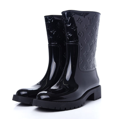 Louis Vuitton Rubber Embossed Monogram Drops Flat Half Boots 39 Black 3 of 9