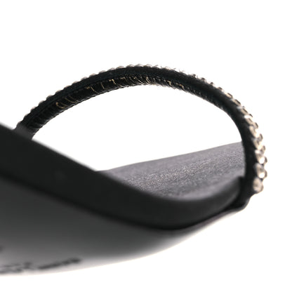Saint Laurent Crepe Satin Strass Baliqua 55 Ankle Strap Sandals 37 Black Greige 10 of 11