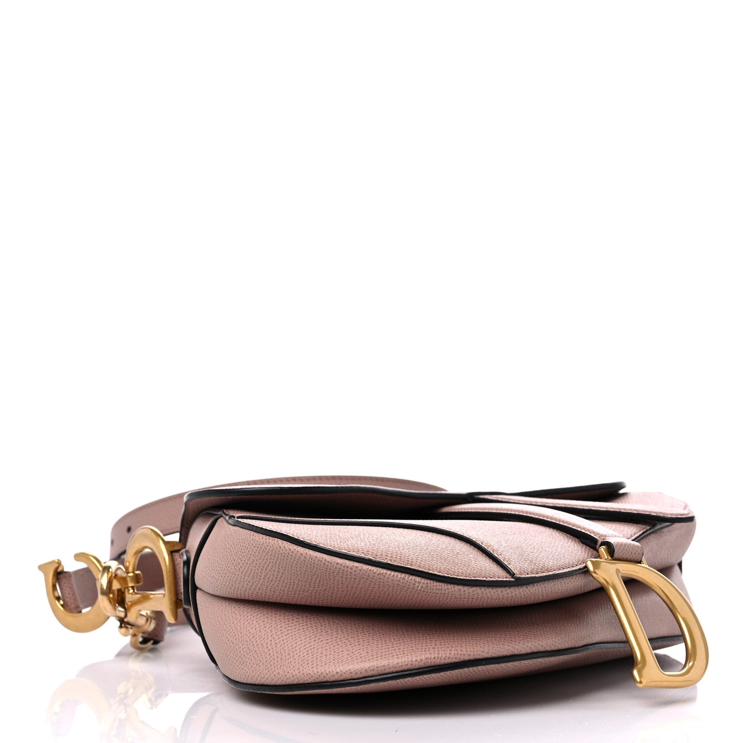 Grained Calfskin Saddle Bag With Strap Blush