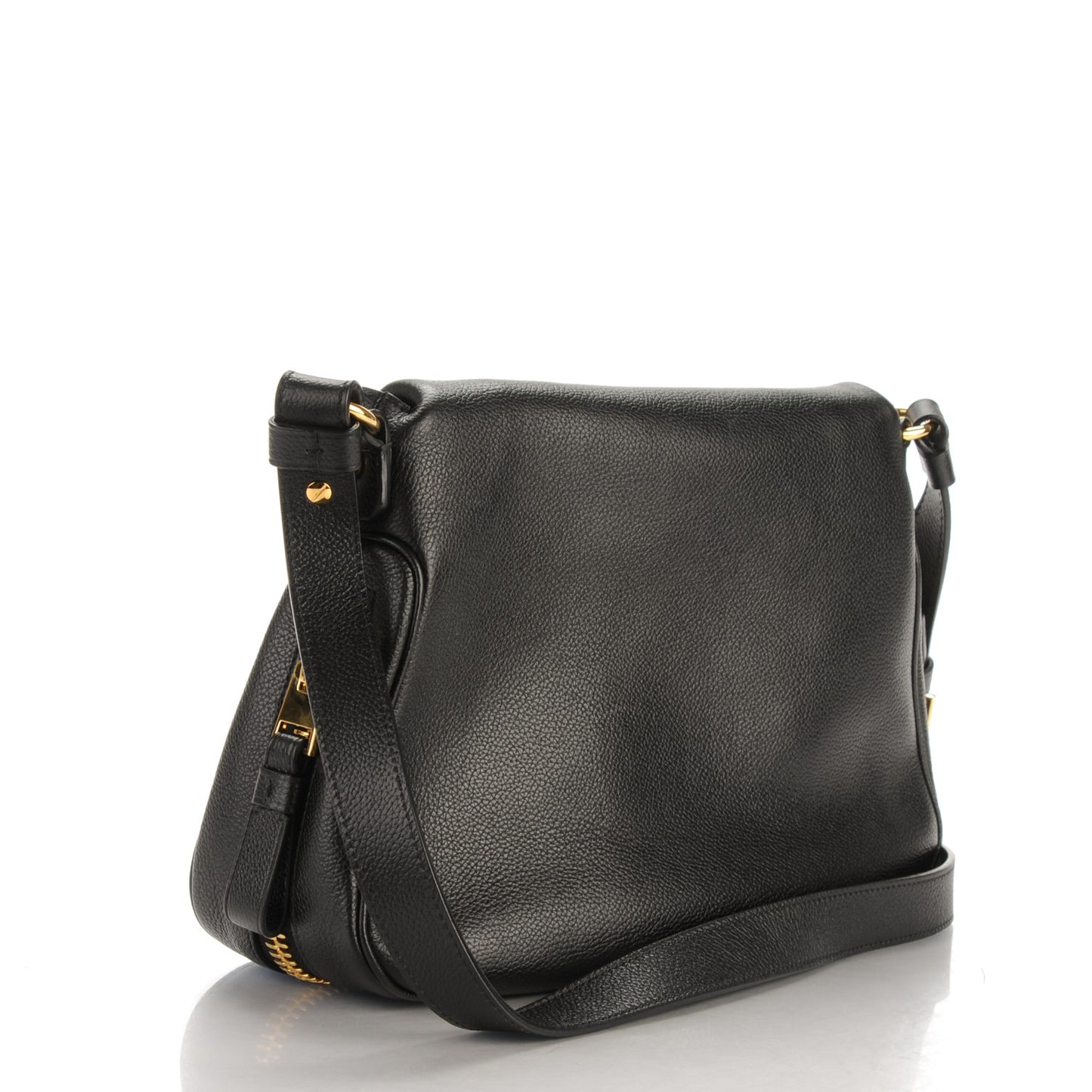 Grained Calfskin Medium Jennifer Crossbody Bag Black