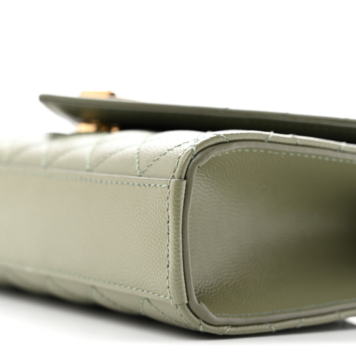 Saint Laurent Grain De Poudre Textured Mixed Matelasse Triquilt Small Monogram Satchel  Light Sage 9 of 10