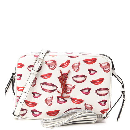 Saint Laurent Grain De Poudre Lips Print Medium Classic Monogram Camera Bag White Red 1 of 10