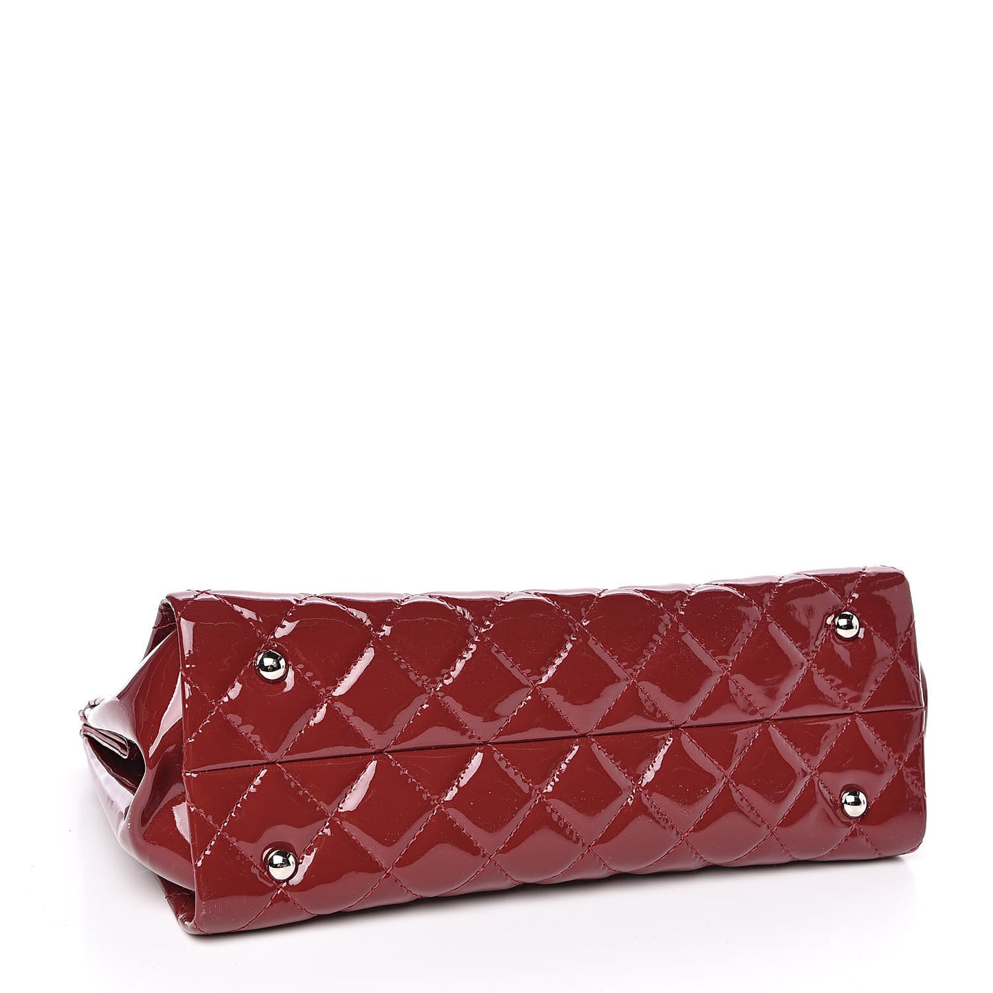 Patent Quilted Timeless CC Shopping Tote Red