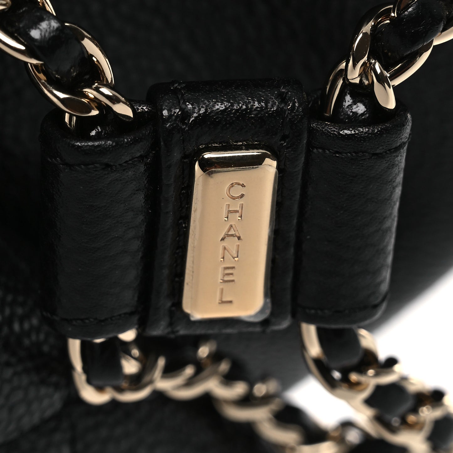Shiny Caviar Quilted Medium Duma Pockets Drawstring Backpack Black