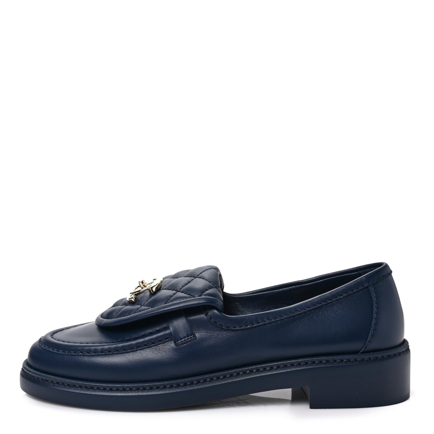 Lambskin Quilted CC Turnlock Loafers 37.5 Navy