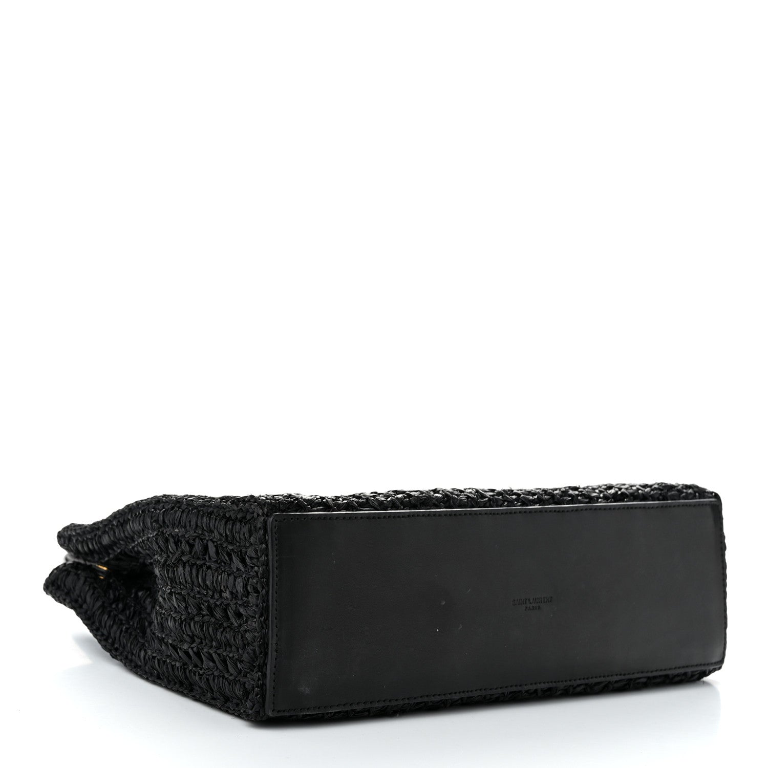 Saint Laurent Raffia Calfskin Panier Rectangle Tote Black 4 of 11