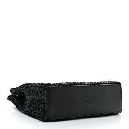 Saint Laurent Raffia Calfskin Panier Rectangle Tote Black 4 of 11