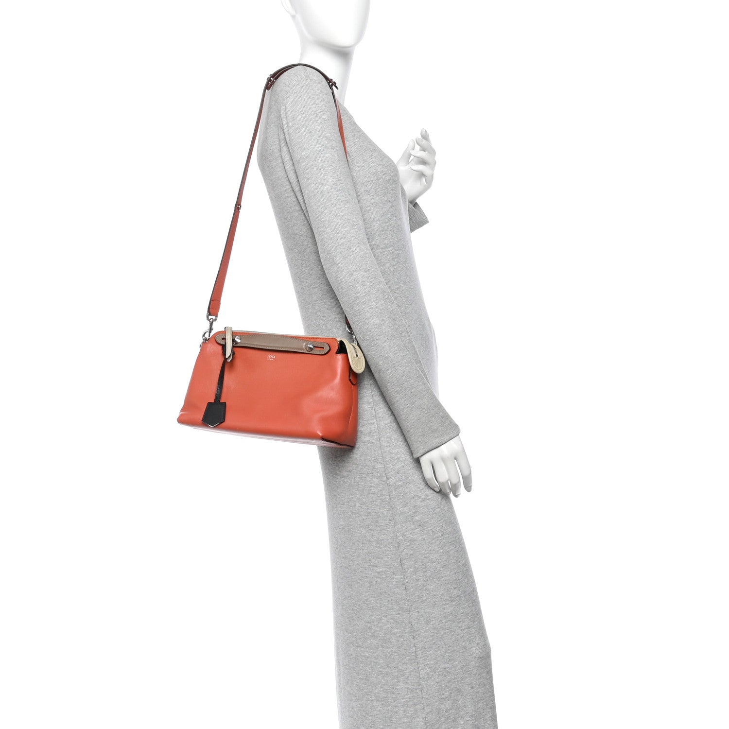 Fendi Vitello Dolce 4 Color Medium By The Way Boston Bag Pimento Black Multicolor 2 of 13