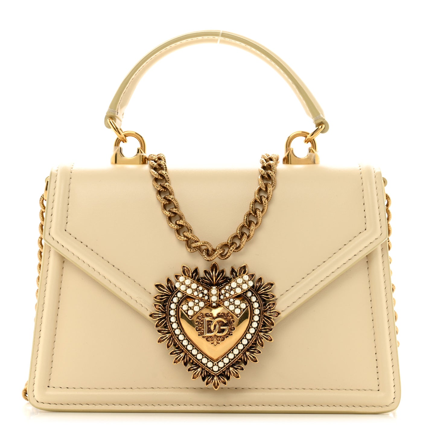 Smooth Calfskin Small Devotion Envelope Top Handle Bag Light Beige