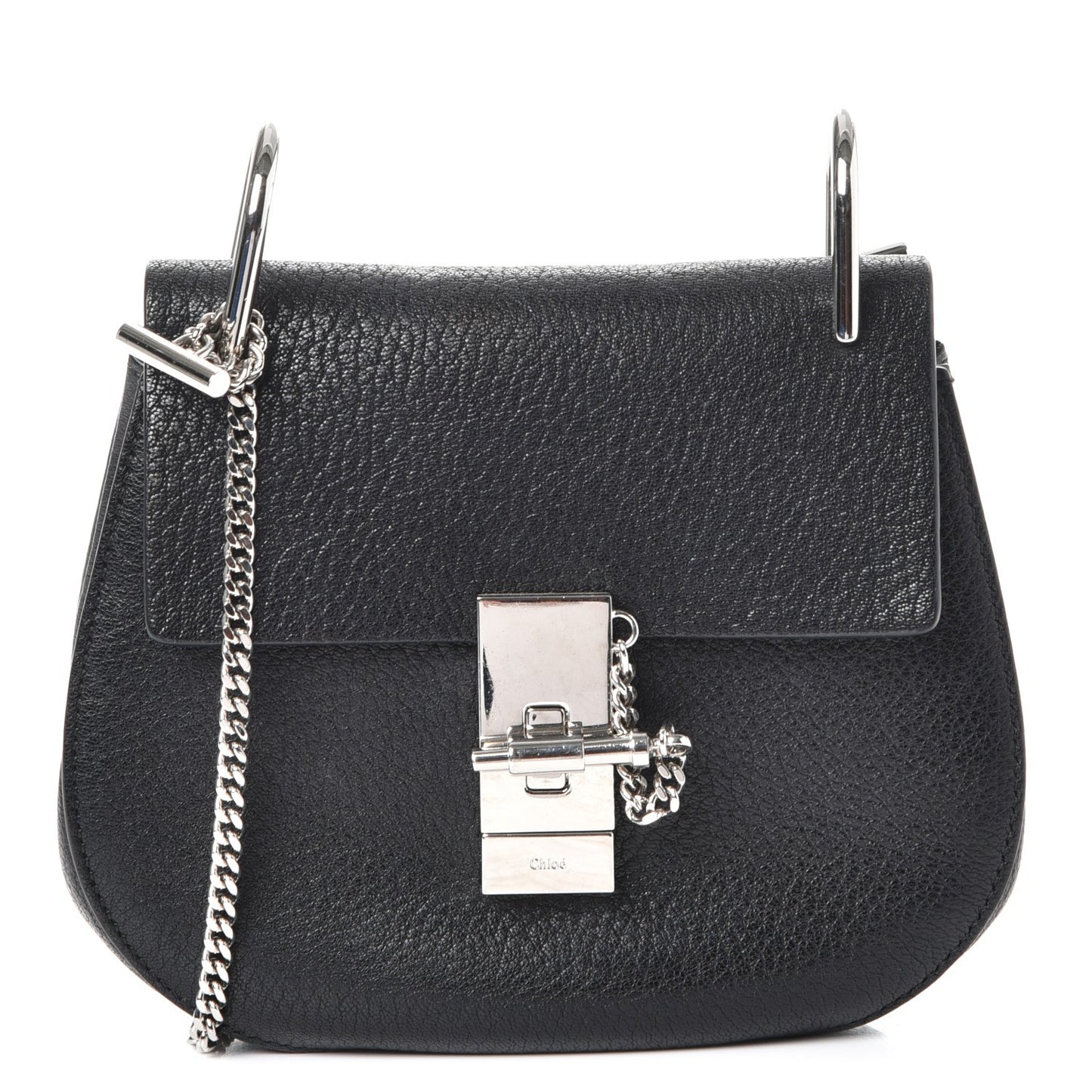Grained Lambskin Mini Drew Shoulder Bag Black