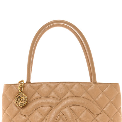 Chanel Caviar Quilted Medallion Tote Beige 5 of 12