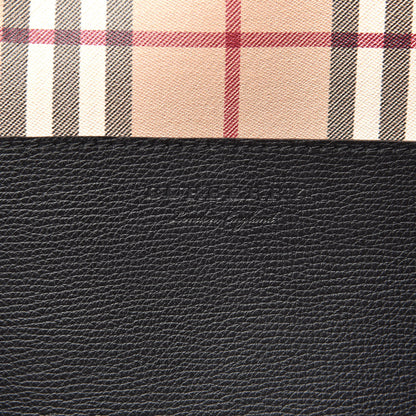 Burberry Grainy Calfskin Haymarket Colours Check Medium Zip Tote Black 7 of 10
