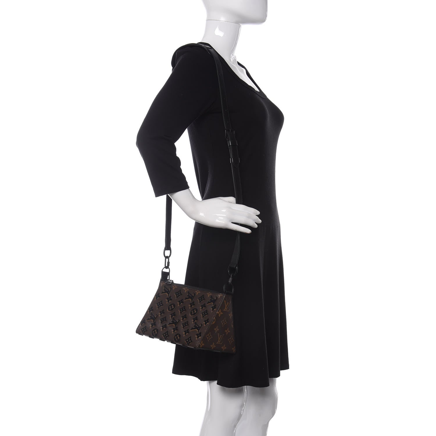 Louis Vuitton Monogram Tuffetage Triangle Messenger Black 2 of 10