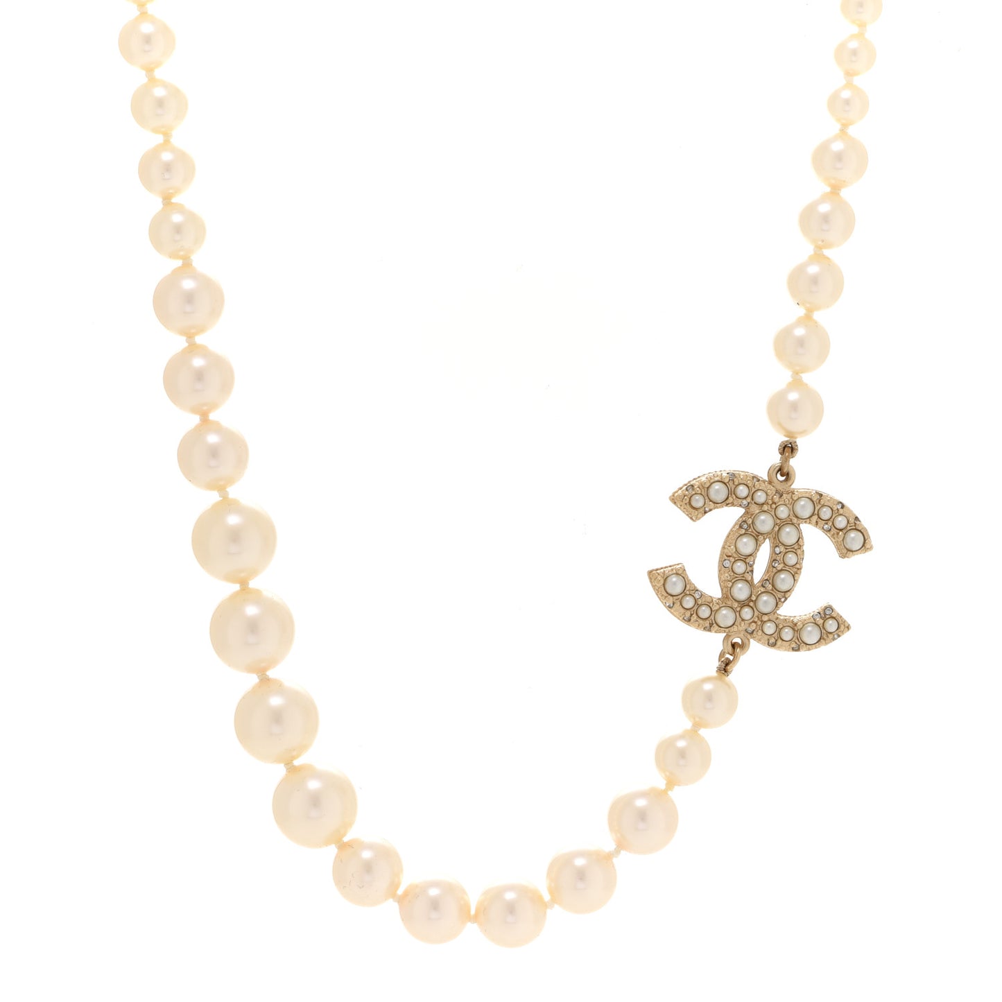 Pearl CC 100th Anniversary Necklace Light Gold