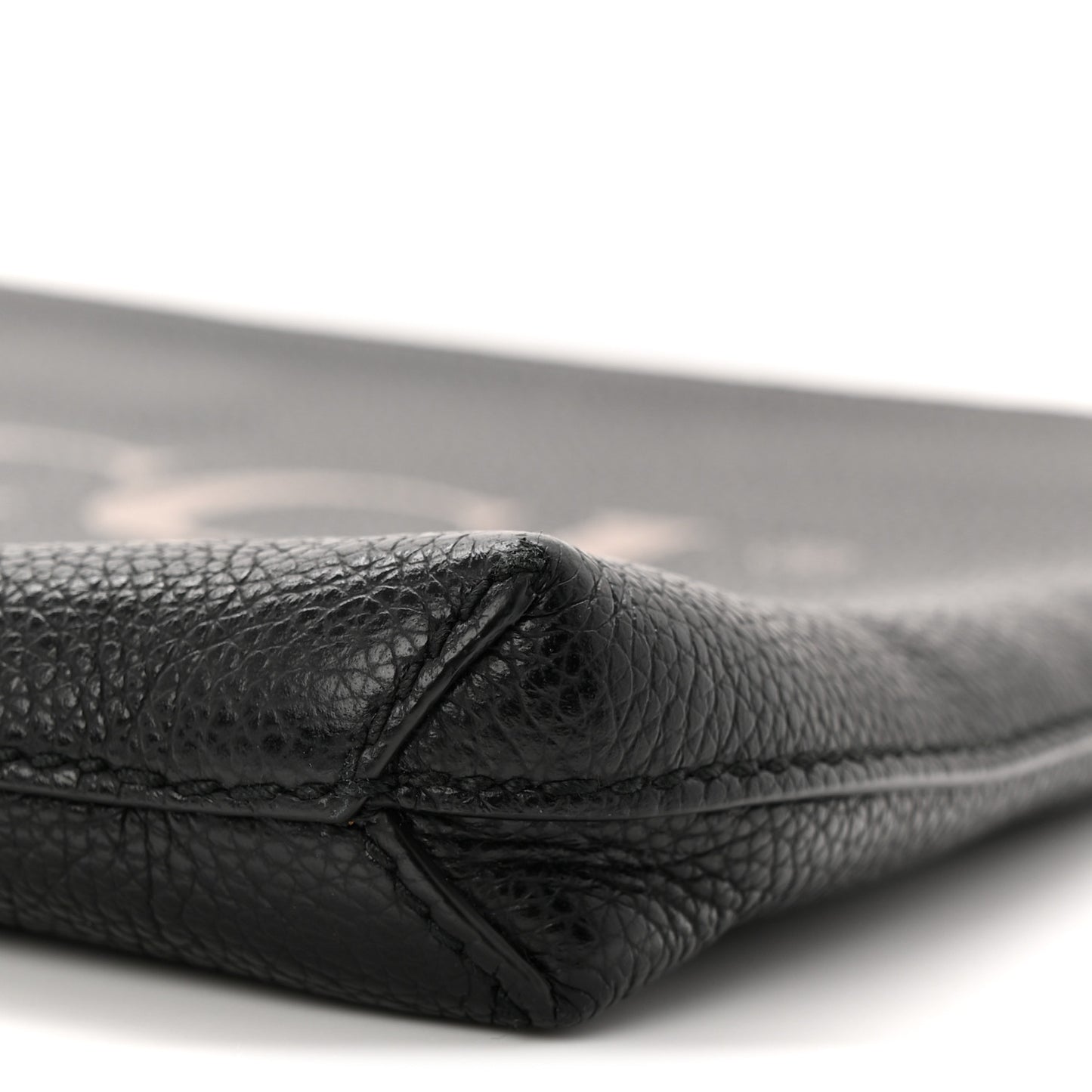 Pebbled Calfskin Logo Wristlet Black