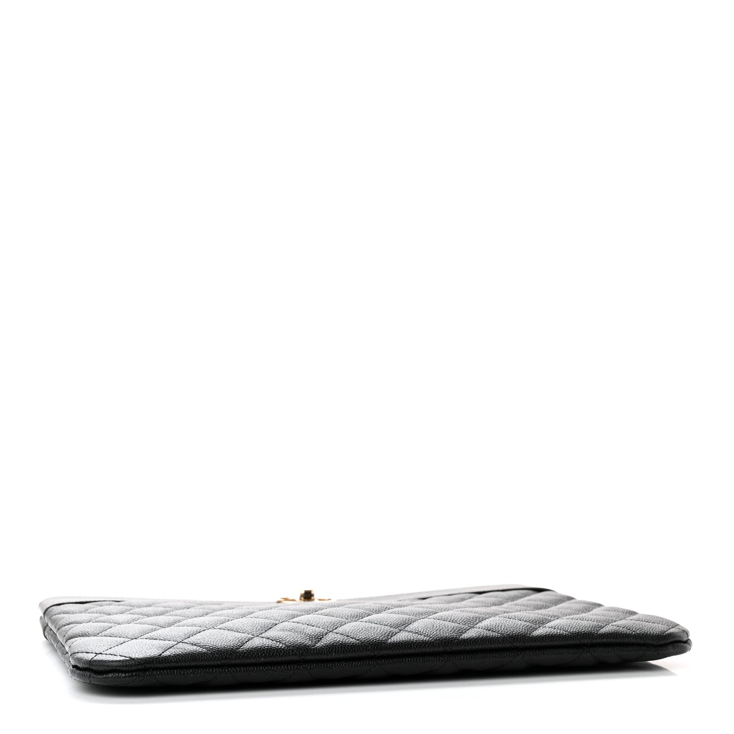 Caviar Quilted Mademoiselle Vintage Large Zip Pouch Black