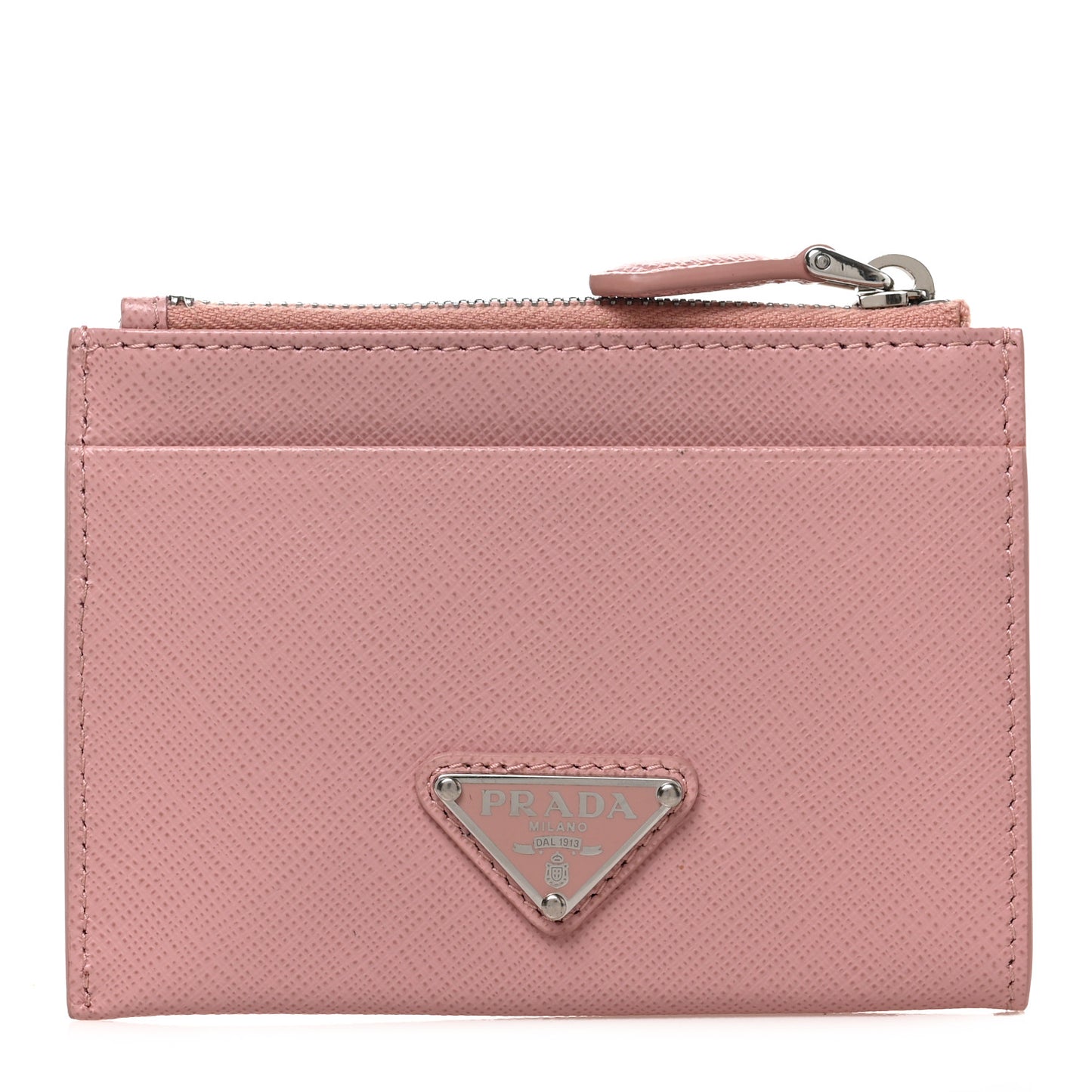 Saffiano Metal Zip Card Holder Wallet Pesco