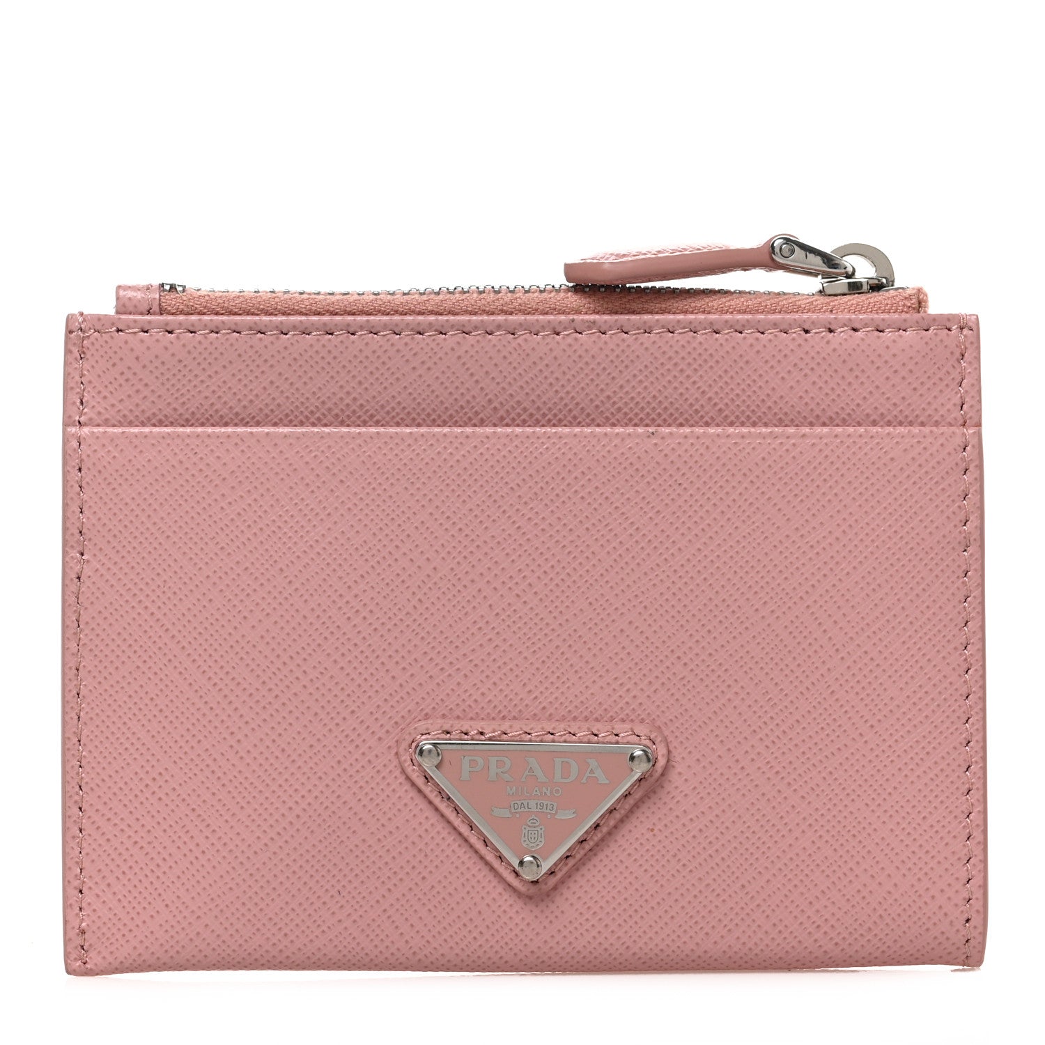 Prada Saffiano Metal Zip Card Holder Wallet Pesco 1 of 14