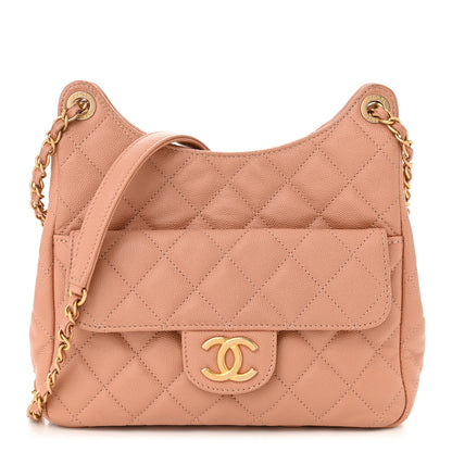 Chanel Caviar Quilted Wavy CC Hobo Beige 1 of 10