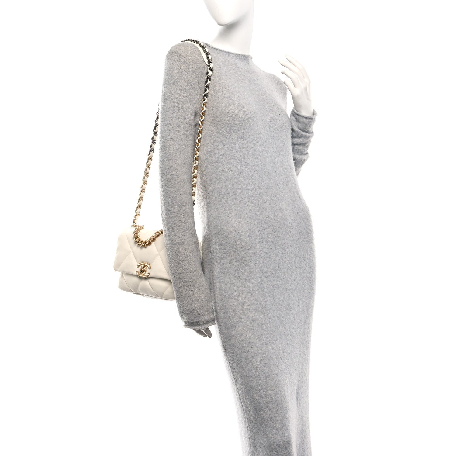 Chanel Lambskin Quilted Medium Chanel 19 Flap White 2 of 11