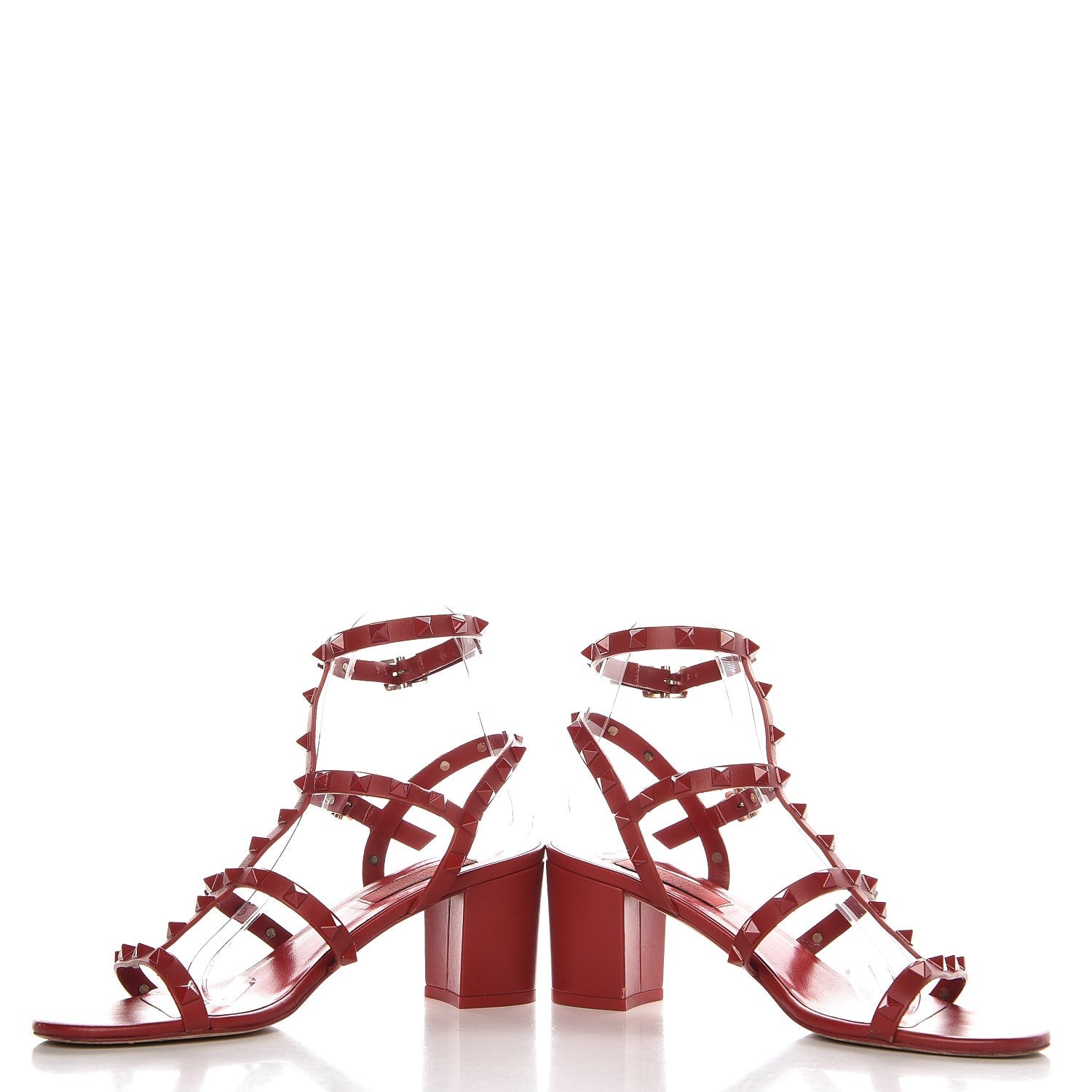Valentino Garavani Calfskin Lacquered Monochrome Rockstud 60mm City Sandals 38 Rosso Valentino 10 of 11