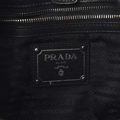 Prada Soft Calfskin Pleated Hobo Black 6 of 12