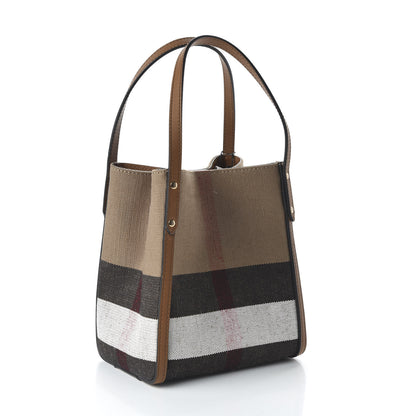 Burberry Canvas Mega Check Mini Tote Tan 3 of 10