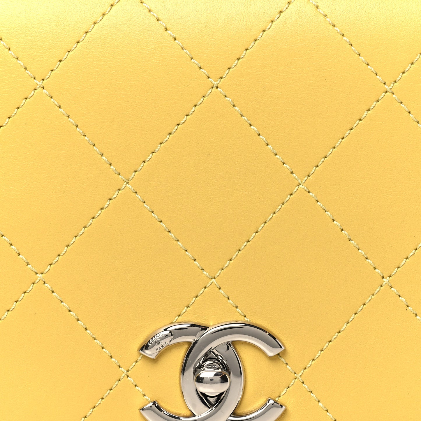 Calfskin Stitched Small Ring My Bag Flap Crossbody Yellow