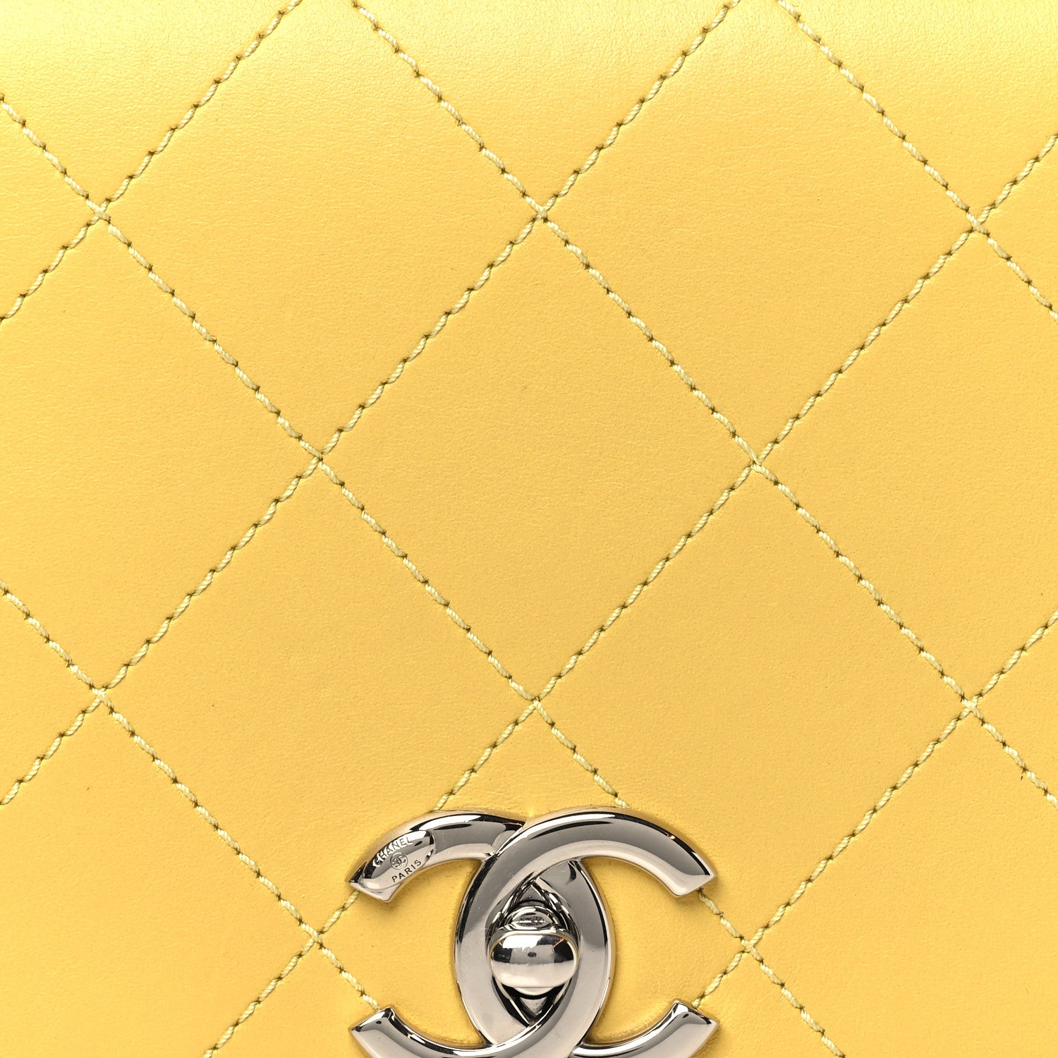 Chanel Calfskin Stitched Small Ring My Bag Flap Crossbody Yellow 8 of 10