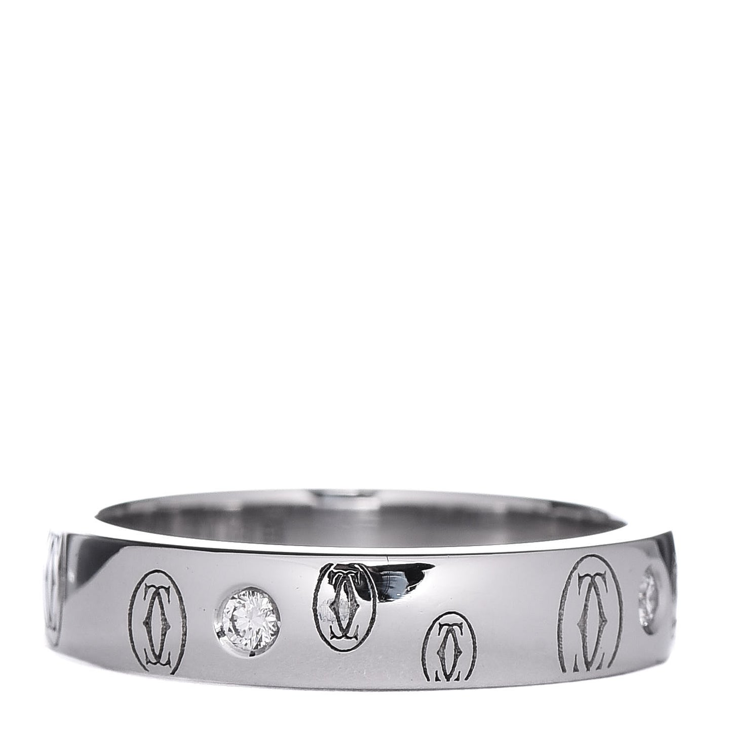 18K White Gold Diamond 4mm Happy Birthday Band Ring 49 5