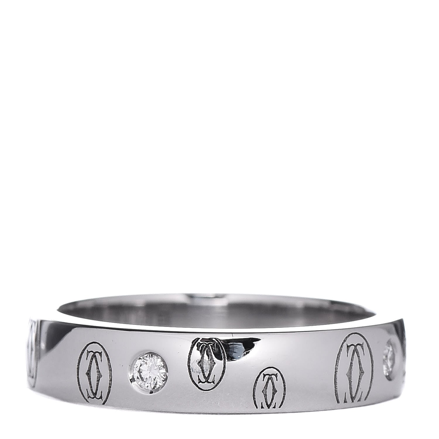 Cartier 18K White Gold Diamond 4mm Happy Birthday Band Ring 49 5 3 of 4