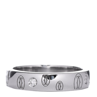 Cartier 18K White Gold Diamond 4mm Happy Birthday Band Ring 49 5 3 of 4