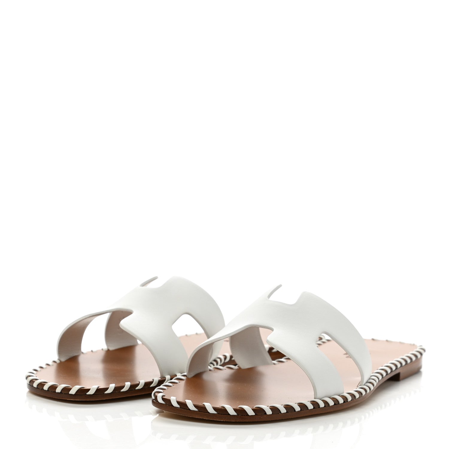 Hermes Calfskin Braided Oran Sandals 38.5 White 3 of 7