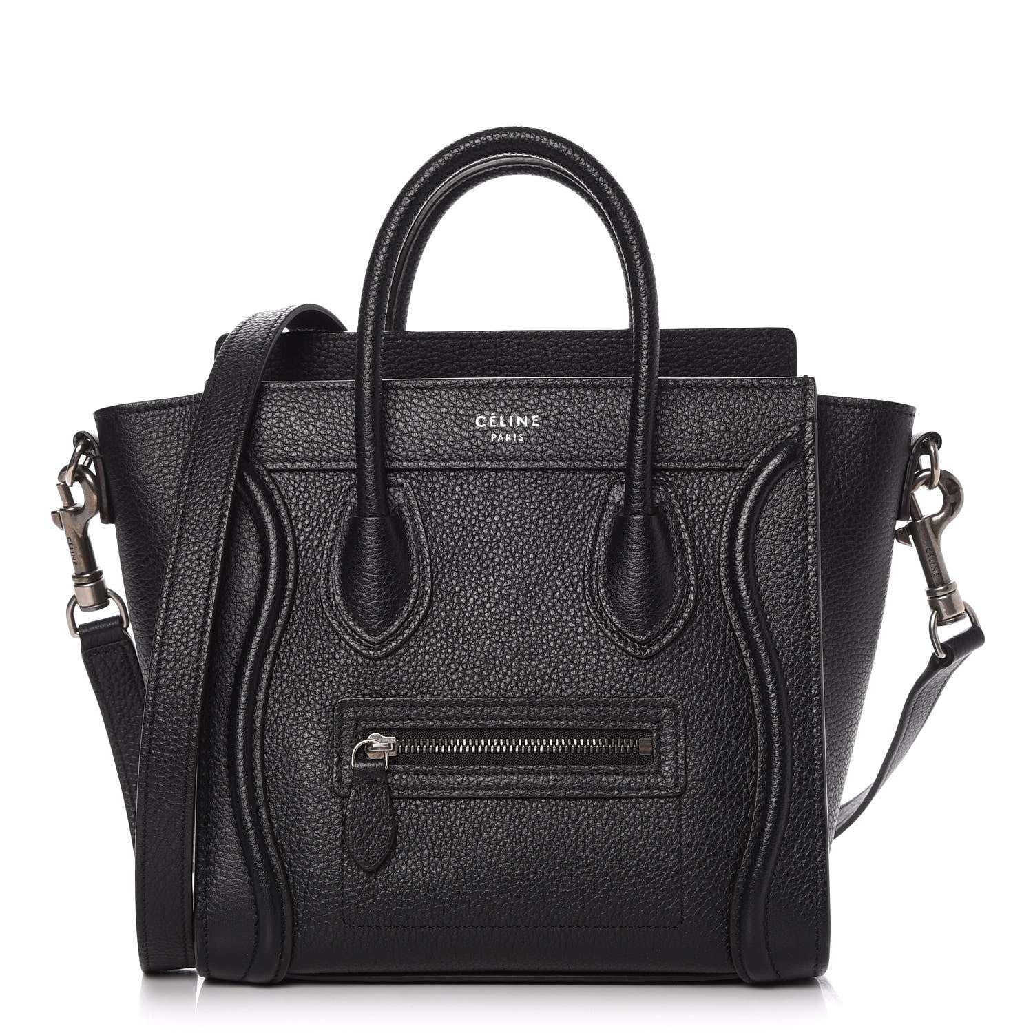 Celine Drummed Calfskin Nano Luggage Black 1 of 9